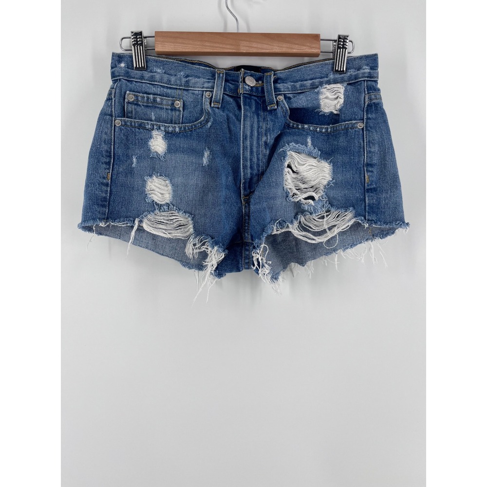 Mid-Rise Distressed Denim Shorts Size 26 Blue Essential Boho Preppy Urban